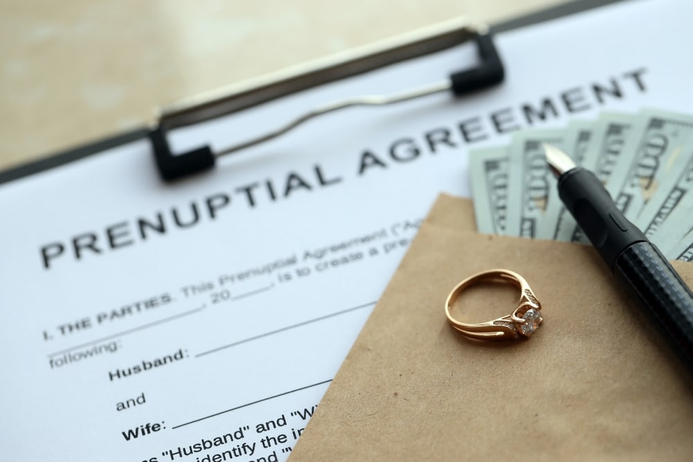 PrenuptialAgreementAndWeddingRingOnTablePremaritalPaperworkProcess